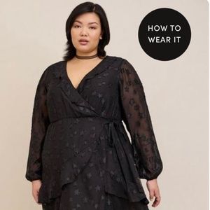 NWT Torrid Size 2 Star Surplice Ruffle Mini Dress